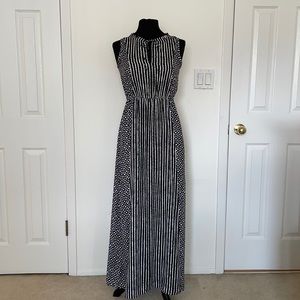 Loft XS black and white maxi dress